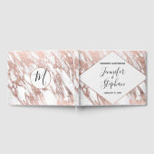 Rose Gold White Modern Marble Wedding Gästebuch (Voll)