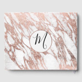 Rose Gold White Modern Marble Wedding Gästebuch (Rückseite)