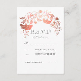 Rose Gold White Peonies Laurel Wedding RSVP Cards Karte