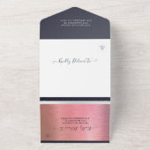 Rose Gold White Ribbon Red Diamond Wedding RSVP All In One Einladung (Außenbereich)