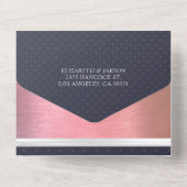 Rose Gold White Ribbon Red Diamond Wedding RSVP All In One Einladung (Rückseite)