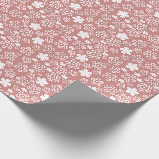Rose Gold & White Star & Snowflake Muster Geschenkpapier (Ecke)