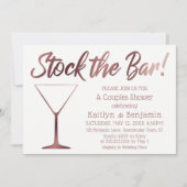 Rose Gold & White Stock die Dusche für Bar Einladung (Vorderseite)