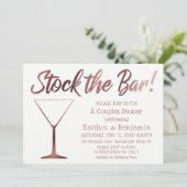 Rose Gold & White Stock die Dusche für Bar Einladung (Stehend Vorderseite)