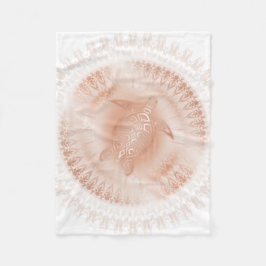 Rose Gold White Turtle Mandala Fleecedecke (Vorderseite)
