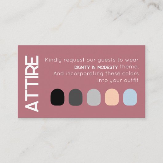 Rose Gold White Wedding Kleid Code Card Begleitkarte (Vorderseite)