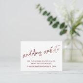 Rose Gold White Wedding Website Save the Date Kart Begleitkarte (Stehend Vorderseite)