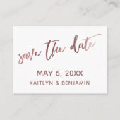 Rose Gold White Wedding Website Save the Date Kart Begleitkarte (Rückseite)