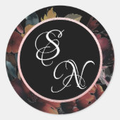 Rose Gold Wildblumen Bouquet Monogram Aufkleber (Vorderseite)
