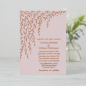 Rose Gold Willows Blush Wedding Foil Einladung (Stehend vorne)