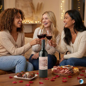 Rose Gold Wines Before Valentines Funny Galentine' Weinetikett
