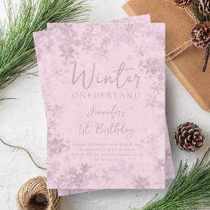 Rose Gold Winter ONEDERLAND 1. Geburtstagsrot Einladung