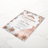 Rose Gold Winter Snowflake Quinceanera Folieneinladung (Gedreht)