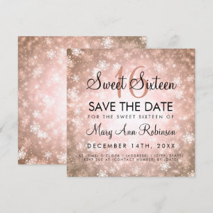 Rose Gold Winter Sweet 16 Geburtstagsparty Einladung