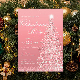 Rose Gold Winter Weihnachtsbaum Feiertagsfeier Einladung