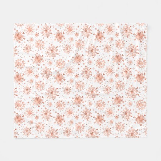 Rose Gold Winterschneeflocken Fleecedecke (Vorderseite (Horizontal))