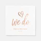 Rose Gold Wir heiraten Serviette (Vorderseite)