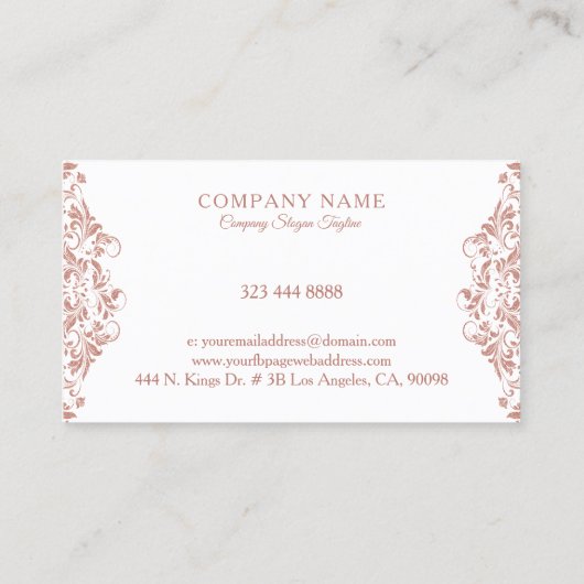Rose-Gold-Wirble Spitze Visitenkarte (Rückseite)