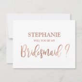 Rose Gold wird meine Bridesmaid-Karte sein Einladung (Vorderseite)