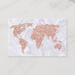 Rose Gold World Map Agent Business Card Visitenkarte