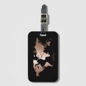 Rose Gold World Map Gepäckanhänger (Vorderseite Vertikal)