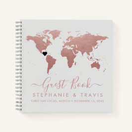Rose Gold World Map Herbst Reiseziel Gästebuch Notizblock
