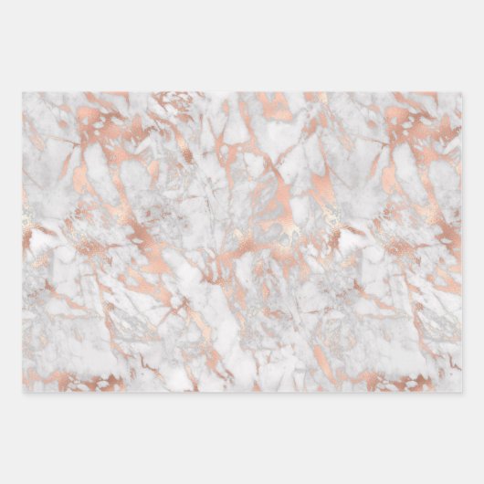 Rose Gold Wrapping Paper Flat Sheet Set 3 Geschenkpapier Set (Vorderseite)