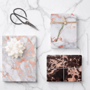 Rose Gold Wrapping Paper Flat Sheet Set 3 Geschenkpapier Set