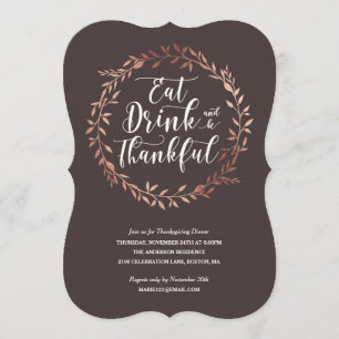 Rose Gold Wreath Erntedank Abendessen Einladung