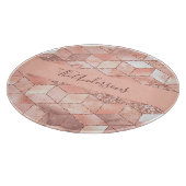 Rose Gold Würfel Marmor Familienname Skript Schneidebrett (Ecke)