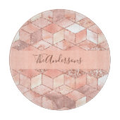 Rose Gold Würfel Marmor Familienname Skript Schneidebrett (Vorderseite)