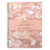 Rose Gold Würfel Marmorname Glitzer Skript Notizblock (Vorderseite)