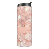 Rose Gold Würfel Marmorname Skript Thermosbecher (Nach links gedreht)