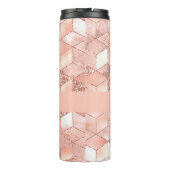 Rose Gold Würfel Marmorname Skript Thermosbecher (Rückseite)