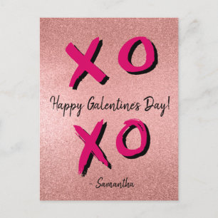 Rose Gold XOXO Personalisiert Happy Galentine's Da Feiertagspostkarte