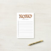 Rose Gold XOXO | Personalisiert zu erledigende Lis Post-it Klebezettel (Auf Schreibtisch)