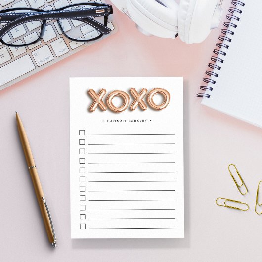 Rose Gold XOXO | Personalisiert zu erledigende Lis Post-it Klebezettel