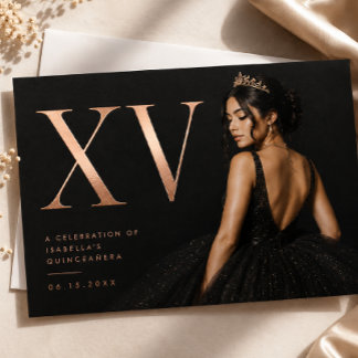 Rose Gold XV Editorial Quinceañera-Einladung Folieneinladung