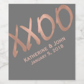 Rose Gold XXOO Hochzeitswein Weinetikett (Einzelnes Label)