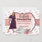 Rose Gold Yacht Party Geburtstag Einladung (Vorderseite)