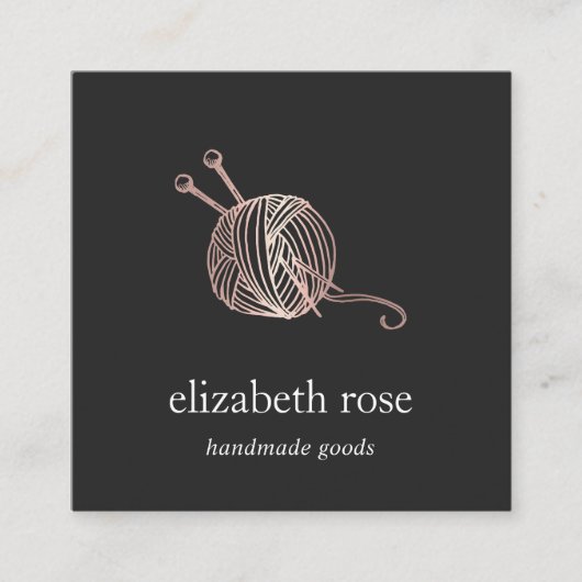 Rose Gold Yarn | Handgearbeitete Knetmaschinen Quadratische Visitenkarte (Vorderseite)