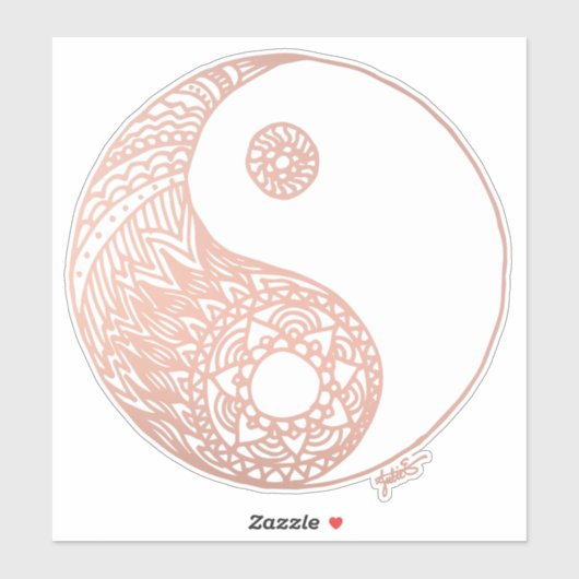 Rose Gold Yin Yang Doodle Art Patterns Aufkleber (Blatt)