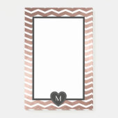 Rose Gold zack schwarzer Monogramm Herzrahmen Post-it Klebezettel (Vorderseite)