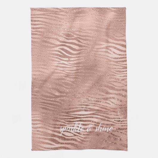 Rose Gold Zebra Animal Print Geschirrtuch (Vertikal)