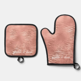 Rose Gold Zebra Animal Print Ofenhandschuh & Topflappen-Set