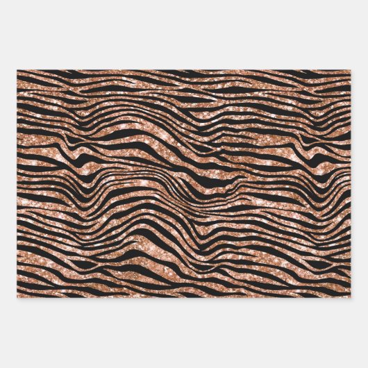 Rose Gold Zebra Glitzer Geschenkpapier Set (Vorderseite 2)