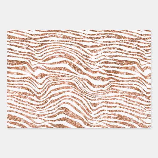 Rose Gold Zebra Glitzer Geschenkpapier Set (Vorderseite)