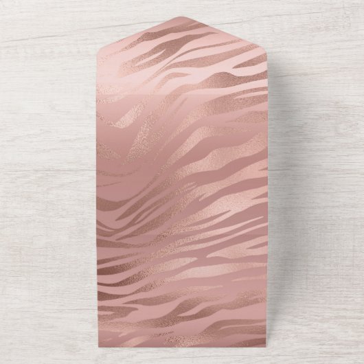 Rose Gold Zebra Print All In One Einladung (Außenbereich)