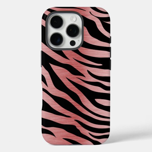 Rose Gold Zebra Print auf schwarz Case-Mate iPhone Hülle (Rückseite)