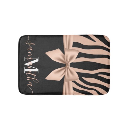 Rose Gold Zebra Print Badematte (Vorderseite)